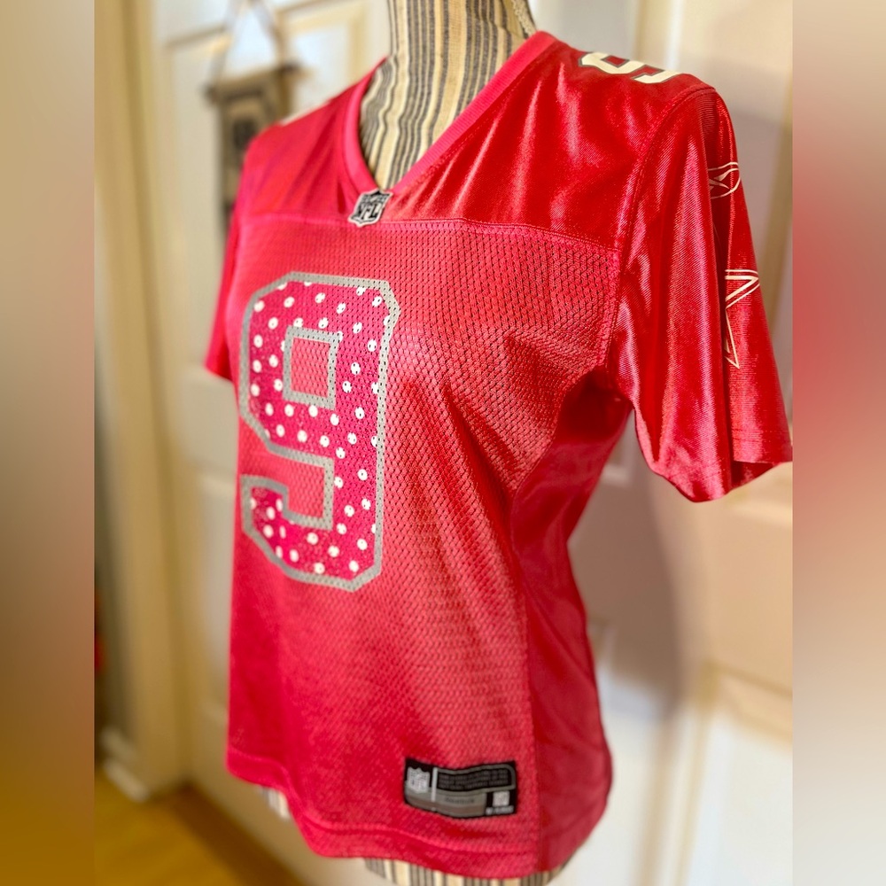 Playful Pink Tony Romo Reebok NFL Jersey XS Polka Dot 9 Number for Cowboys Fans